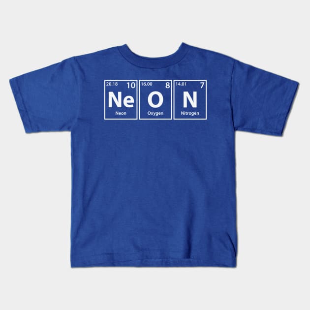 Neon (Ne-O-N) Periodic Elements Spelling Kids T-Shirt by cerebrands